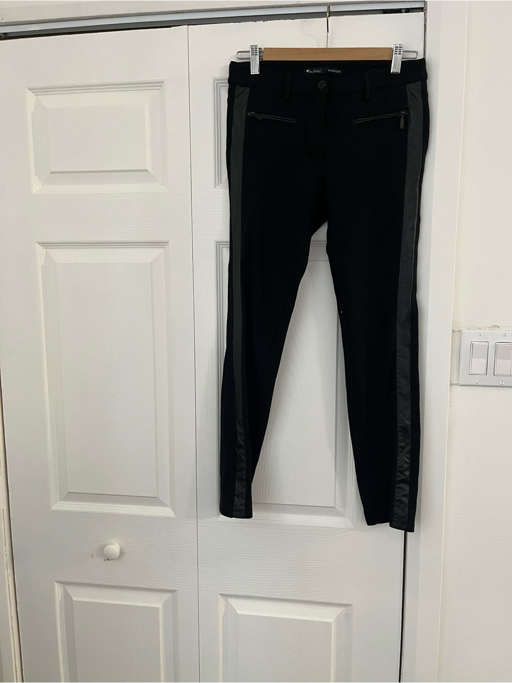 Women Black Dress Pants with Satin Side